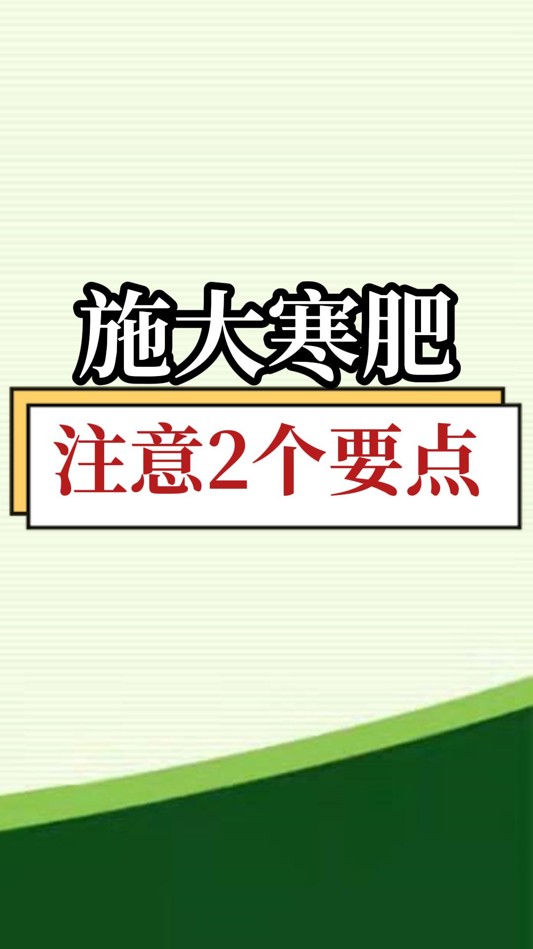 施大寒肥，注意2個(gè)要點(diǎn)